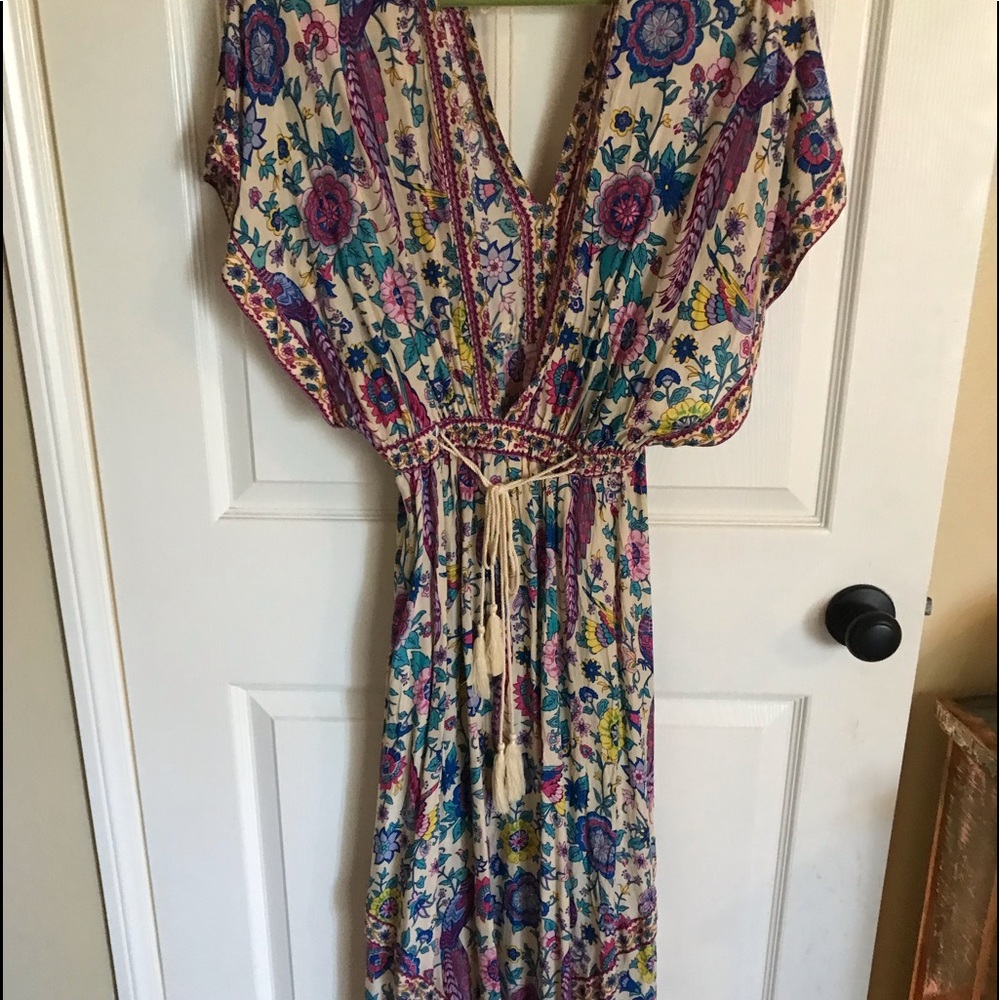 Boho cotton tassel dress M
